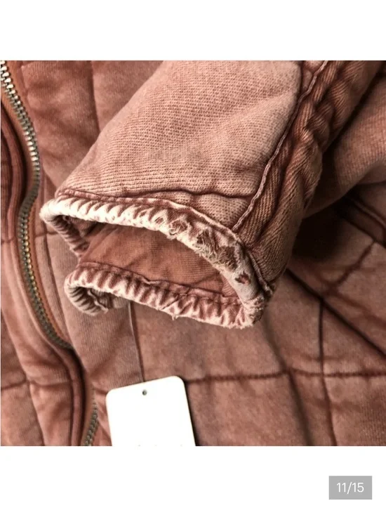 Free People Oversized Quilted Dolman Jacket Cherry Cola great size XS - Picture 9 of 12